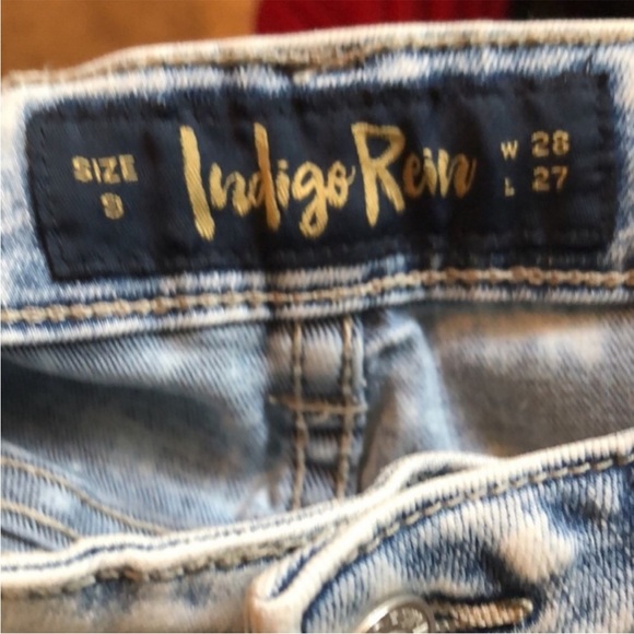 Indigo Rein High Waisted Acid Wash Skinny Cropped Jeans - Picture 2 of 5